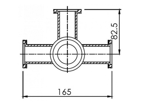 Пятерик с фланцами ISO-K 63, нержавеющая сталь 304L